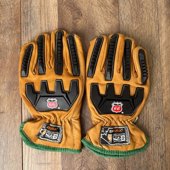 Work Gloves OILBLOC Endura Phillips 66 Leather ANSI A4 Cut-Resistant SZ XL - Picture 1 of 6